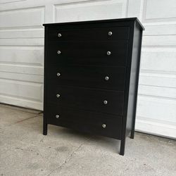 Tall Modern 5-Drawer Dresser, Black Finish