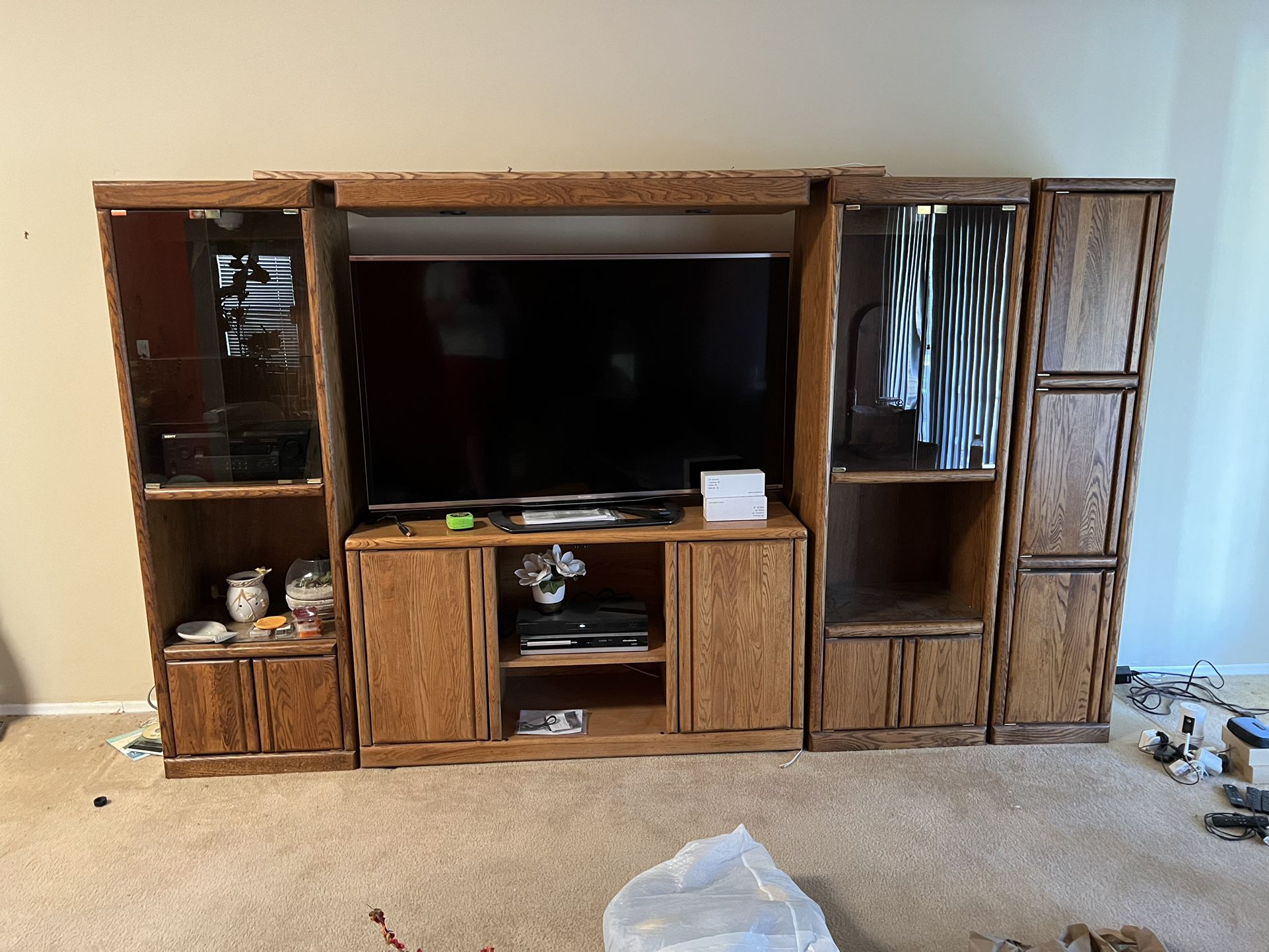 Oak Entertainment Center Or Office Sectional