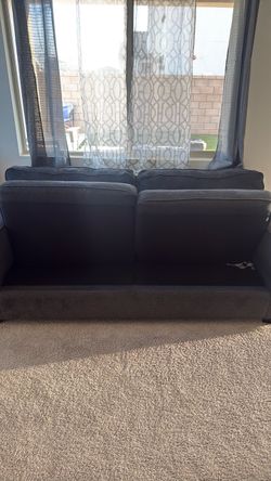 Dark Gray Fabric Loveseat & Sofa