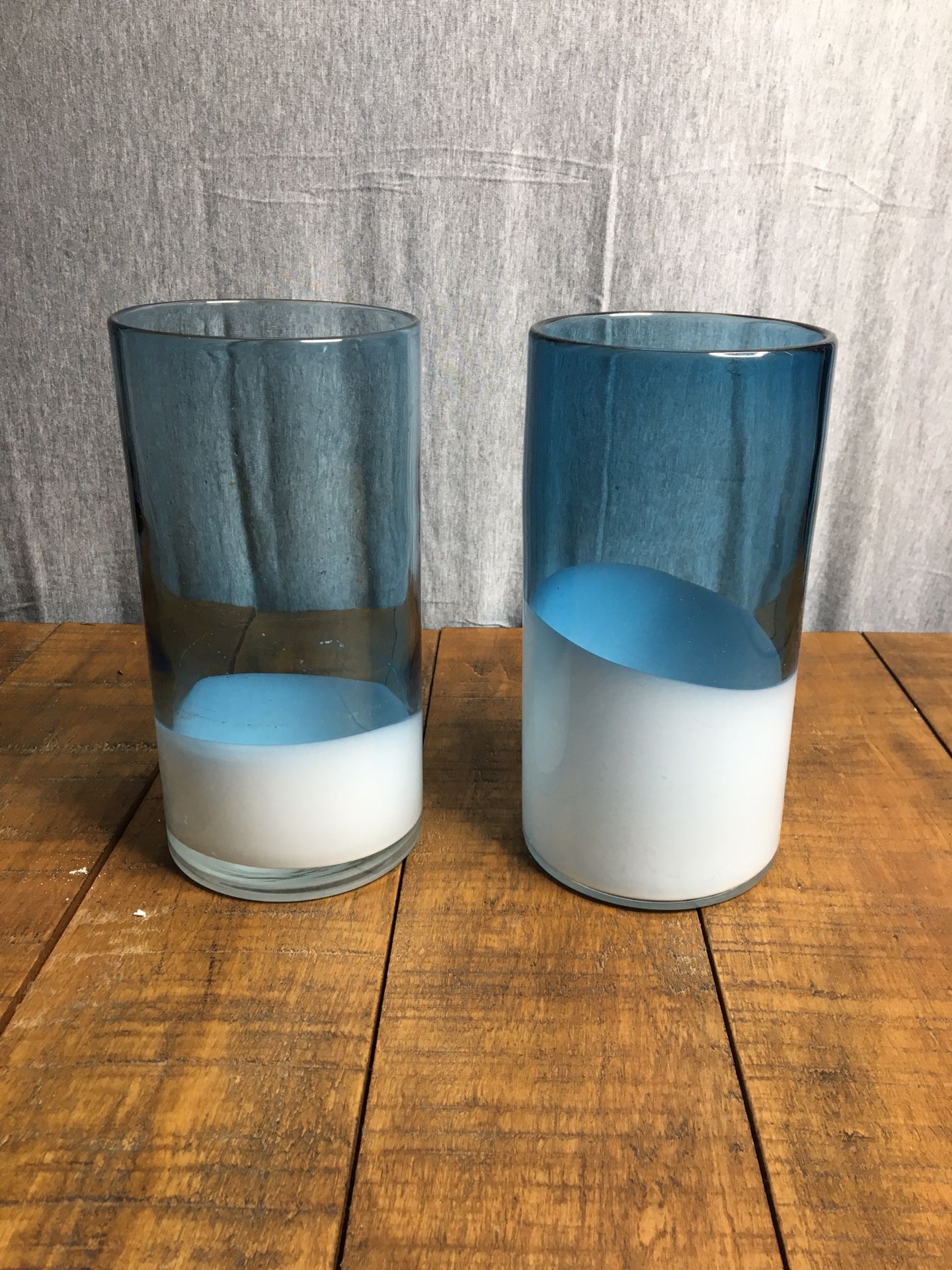 2 large candle holder vases