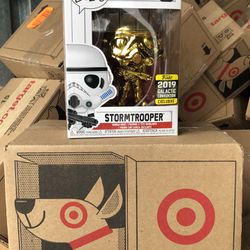 2019 Funko Pop Star Wars Stormtrooper 296 Galactic Gold Chrome NEW