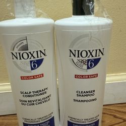 Nioxin System 6 Cleanser Shampoo and Scalp Therapy Conditioner Set for Chemically Treated Hair 33.8 oz Each