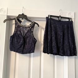 Navy Blue two Piece Dress