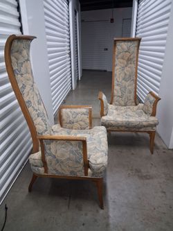 Pair early 60s high back chairs