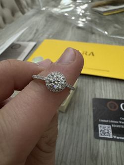 Authentic GRA Certified Moissanite Halo Ring – Solid 925 Sterling Silver – Diamond Tester Positive Sparkle