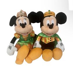 Hallmark Halloween Pumpkin Mickey & Minnie Mouse Plush Disney Disneyana Rare! 