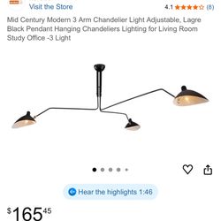 New Mid century 3 Arm Chandelier 
