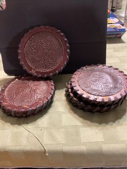 Handcrafted leather coasters