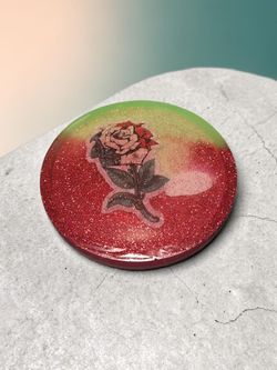Custom Rose & Crimson Glitter Resin Drink Coaster