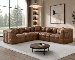 Modular Vegan Leather Sectional Available in 2 Colors