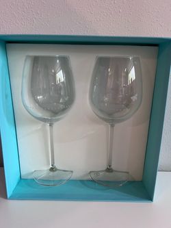 Tiffany & Co. Audubon Butterfly Crystal Wine Glasses – Set of 2 with Box