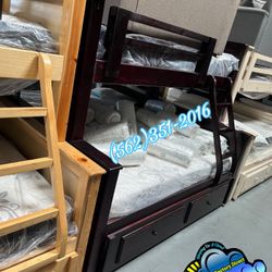 Triple Cherry Bunk Bed With Mattresses Trundle New 