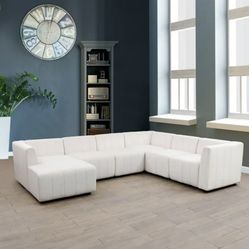 COSTCO White Chenille Fabric Sectional Couch 