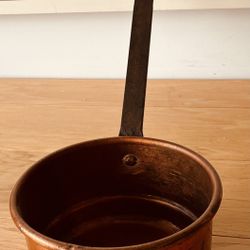 Copper Pot w/12” Long Handle, Stamped JJ, 6 1/4” Diameter, 3 1/2” Deep.