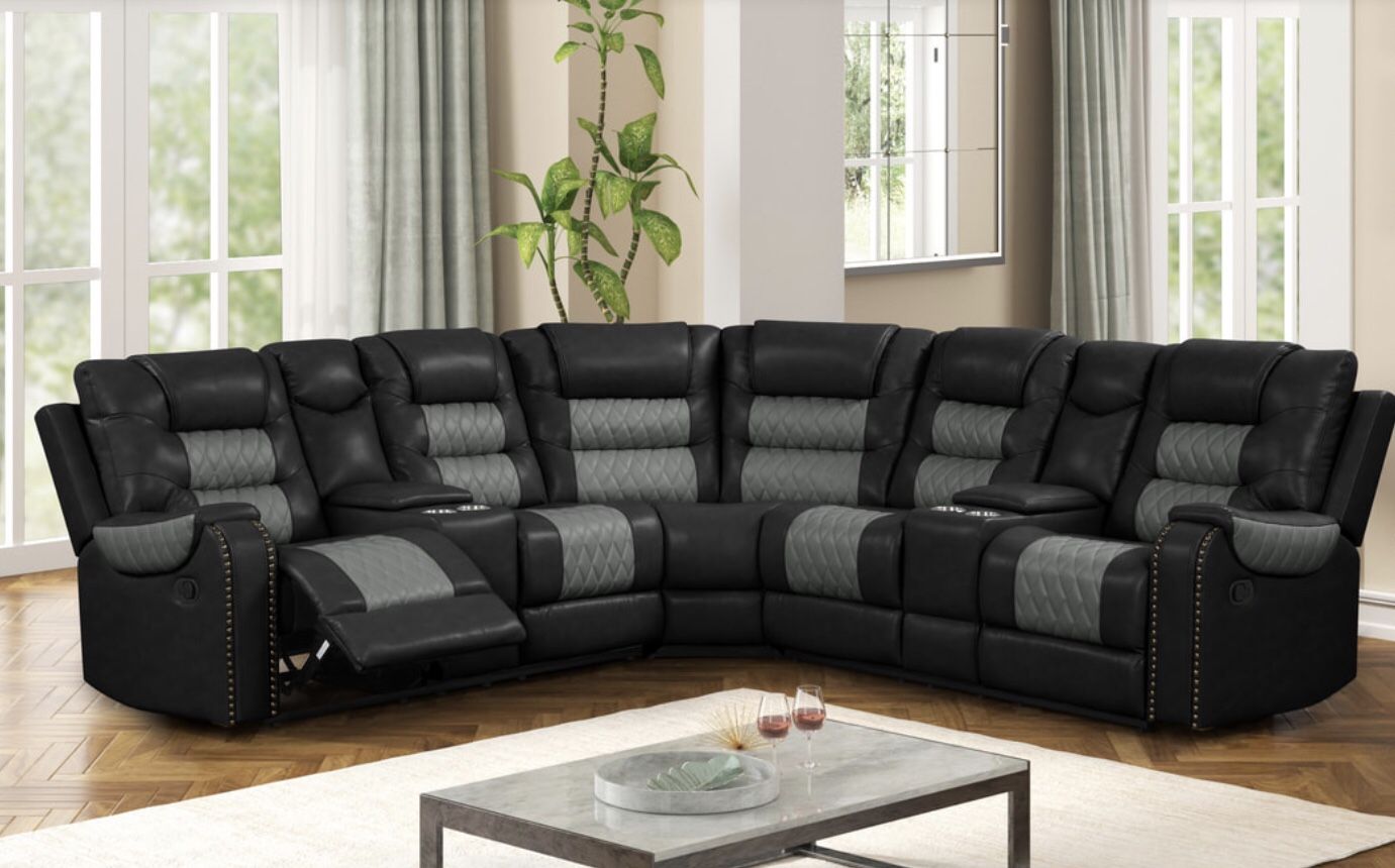 Black And Gray Reclining Sectional