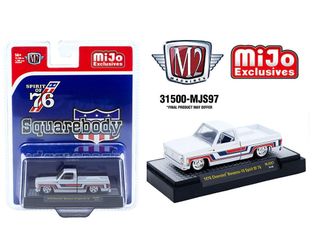 M2 Machines 1:64 1976 Chevrolet Silverado Bonanza - 10 SPIRIT OF 76 Squarebody USA Special Edition – White – Exclusives Diecast Toy