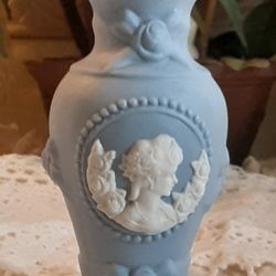 Vintage Porcelain Blue Jasperware Cameo Vase