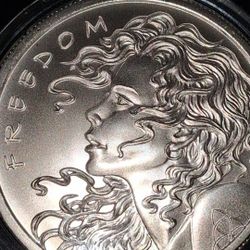 1 OZ 0.999 Silver Freedom Girl / Silver Shield 2024 Round.