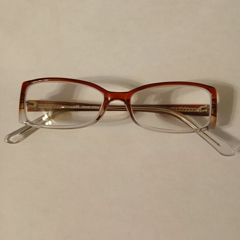 Women's Brown/Clear Square Shaped Eyeglasses Frames 50-16-135 mm