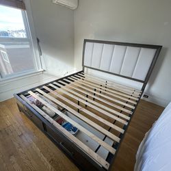 King-size Bed Frame With Two Storage Drawers