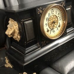 Vintage Ansonia Lion Head mantle clock