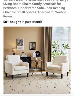 Accent chair of white or cream color