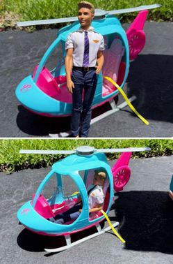 Barbie Travel Blue and Pink Helicopter with Spinning Rotor