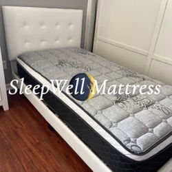 Twin Size Bed Frame With Pillow Top Mattress 