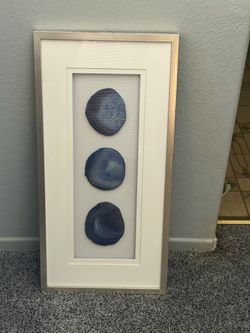 Framed Blue Agate Slice Wall Art
