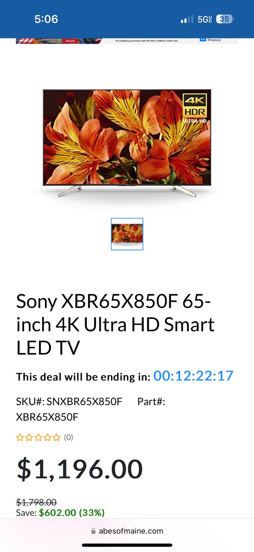 65 Inch Sony Ultra HD Smart LED TV