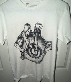 White Graphic T-Shirt Skeleton Hand Print