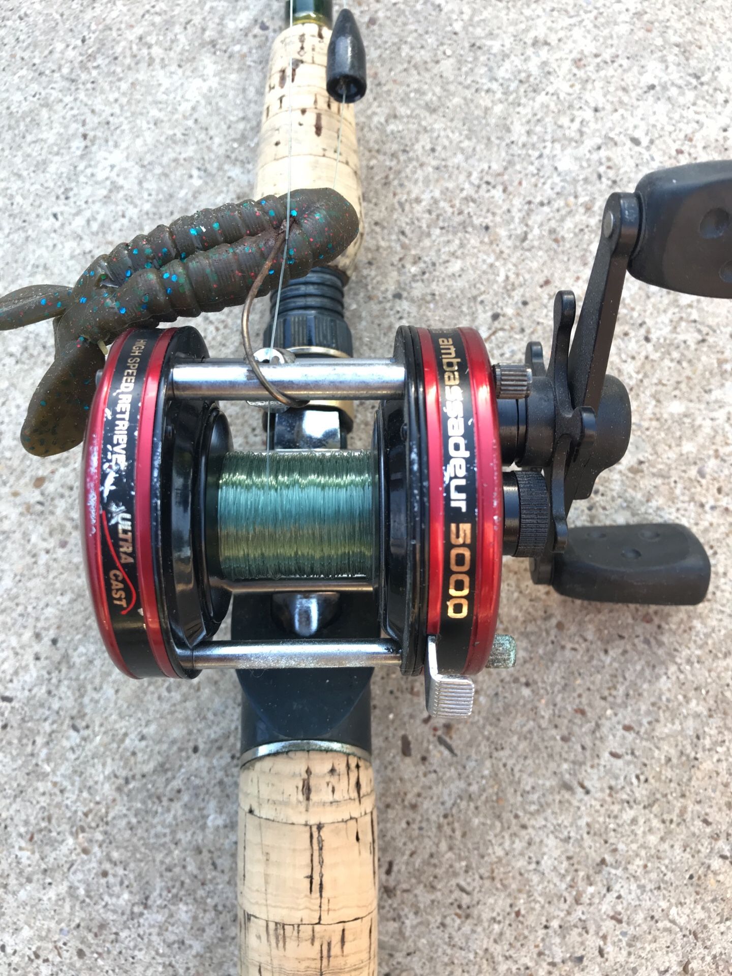 Abu Garcia Ambassador 5000 and Bass Pro Shops Extreme fishing rod