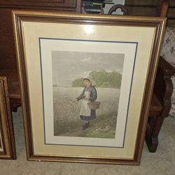 LARGE FRAMED OLD ART PRINT 