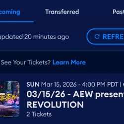 2 Aew Suite Tickets For Sale For AEW Revolution March 15th Cryto Arena  