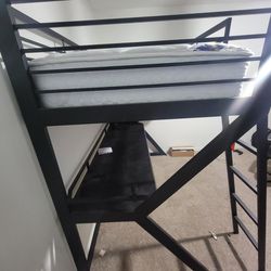 Black Frame Bed with Desk