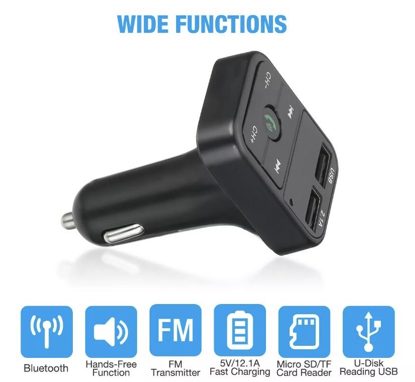 Wireless Bluetooth Car Kit Handsfree Talk MP3 player fm transmitter dual car charger