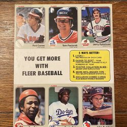 1983 Fleer Baseball Hobby News Promo Sheet Rod Carew Tom Paciorek Dan Driessen