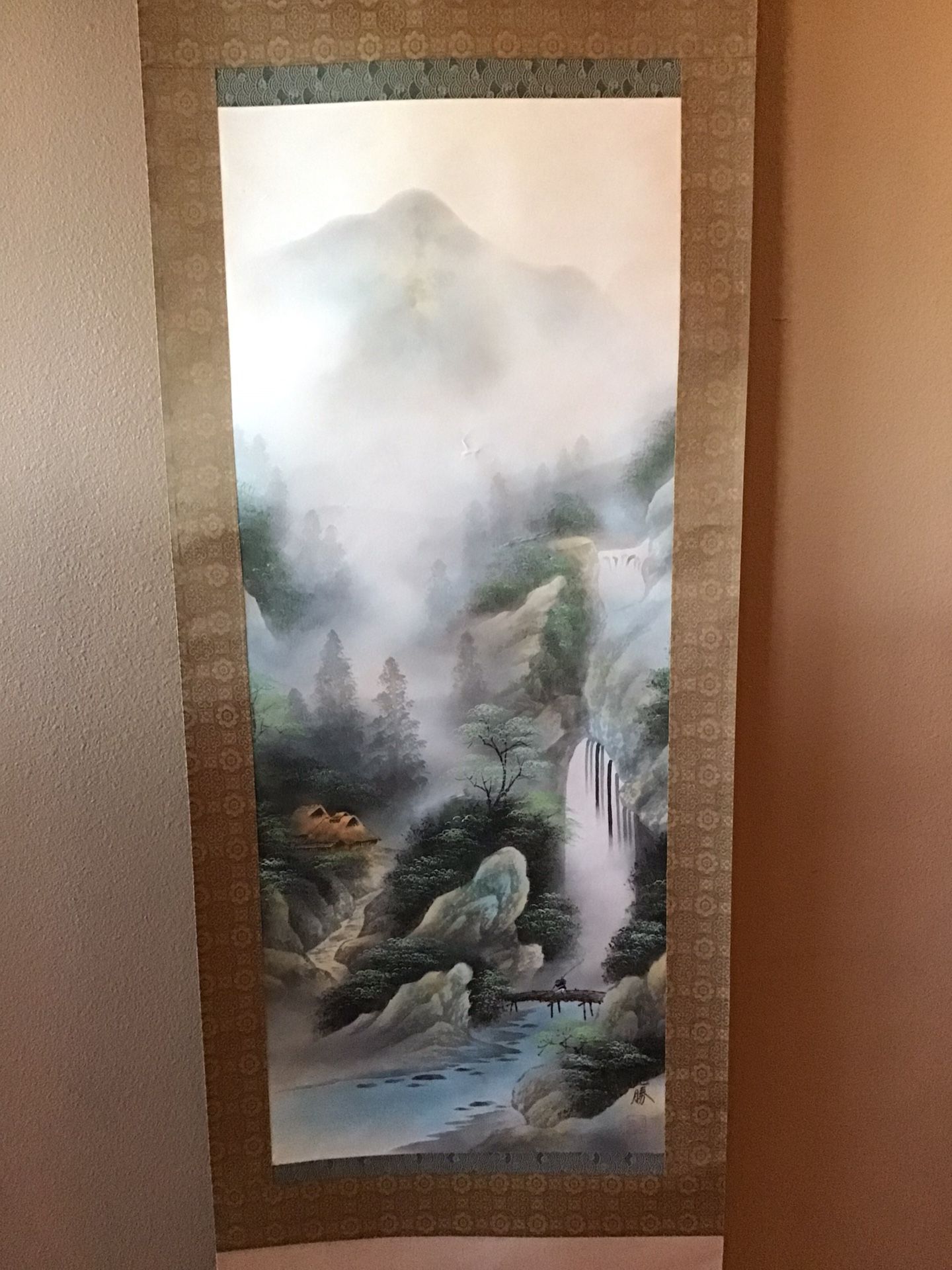 Vintage Asian Wall Scroll Art Hanging Decor