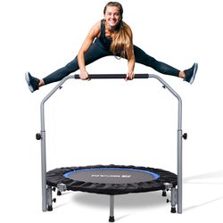 BCAN 40/48" Foldable Mini Trampoline, Fitness Rebounder With Adjustable Foam Handle, Exercise Trampoline For Adults Indoor/Garden Workout Max Load 330