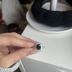 Sapphire and Silver Ring Size 8