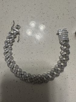 Sterling Silver Baguette Bracelet 