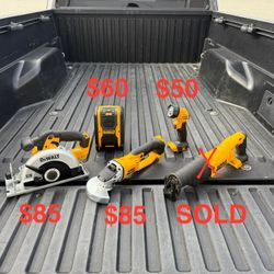 DEWALT 20V MAX Circular Saw, Grinder, Speaker & Worklight **SEE PIC FOR PRICING**