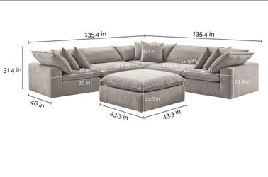 Sereen 6-piece Fabric Modular Sectional, Taupe