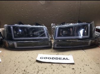 #52 Fit 03-23 Express/Savana 1500/2500/3500 U-Style LED DRL Headlight + Parking/Turn Lamps Black/Amber 