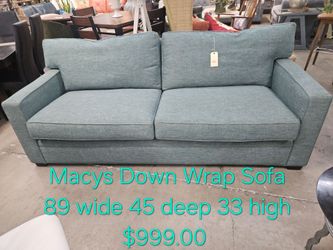 Macy's Down Wrap Sofa – Teal We are located at 2811 East Bell road. Another Time Around Furniture.