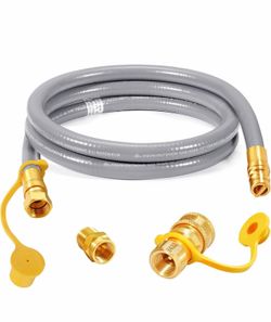 GasSaf 6 FT 1/2" ID Natural Gas Hose with Quick Connect Fitting, Natural Gas Conversion Kit for Gas Grill, Generator, Patio Heater and More - CSA Cert