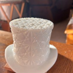 Vintage Fenton Milk Glass Daisy Button Top Hat 1960s