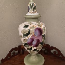 Antique Victorian Bristol Hand Painted Glass Vase (18”)