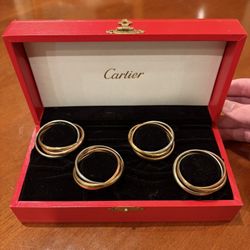Boxed Set Of 4 Cartier Napkin Rings In Mint Condition