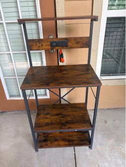 Coffee bar/microwave stand with outlet